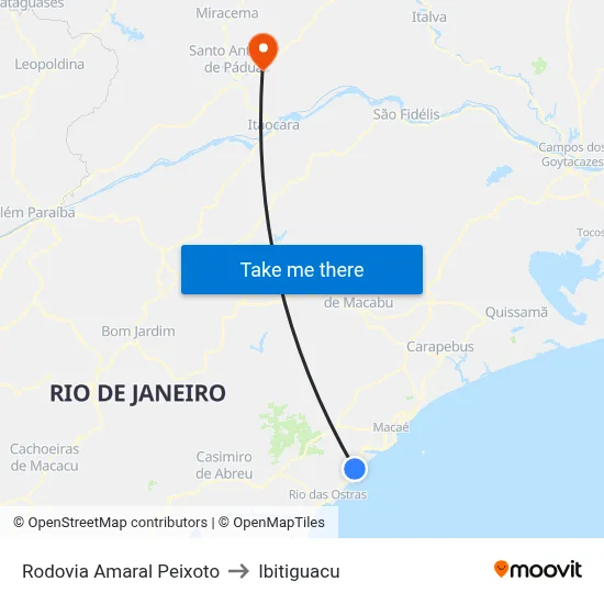 Rodovia Amaral Peixoto to Ibitiguacu map