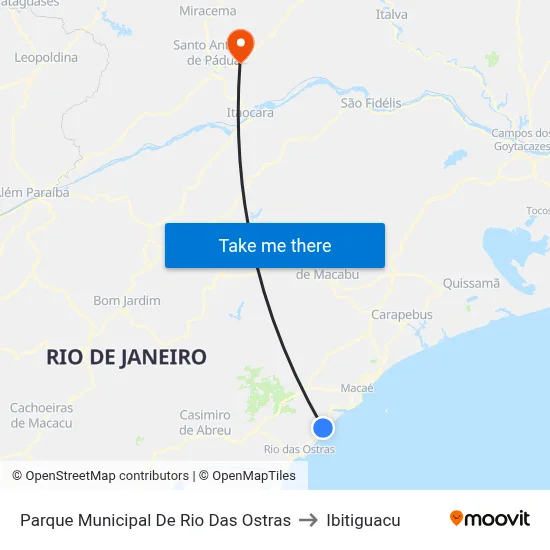 Parque Municipal De Rio Das Ostras to Ibitiguacu map