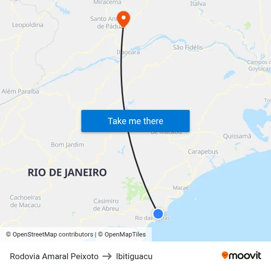 Rodovia Amaral Peixoto to Ibitiguacu map