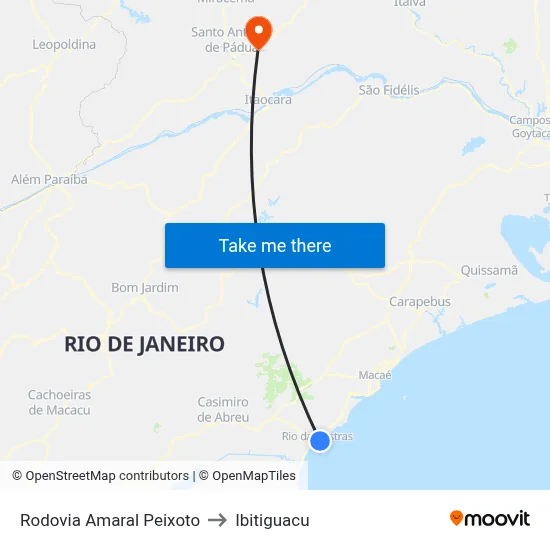 Rodovia Amaral Peixoto to Ibitiguacu map