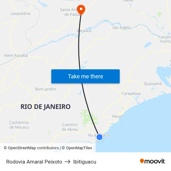 Rodovia Amaral Peixoto to Ibitiguacu map
