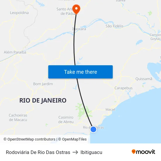 Rodoviária De Rio Das Ostras to Ibitiguacu map