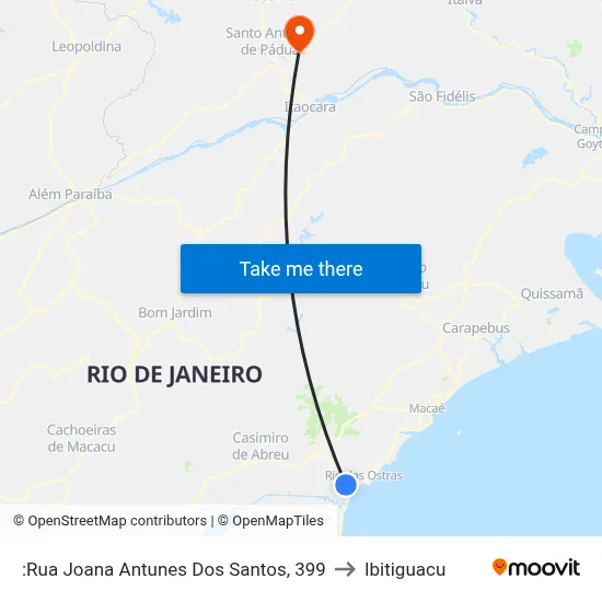 :Rua Joana Antunes Dos Santos, 399 to Ibitiguacu map