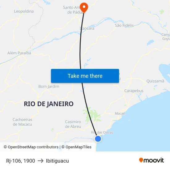 Rj-106, 1900 to Ibitiguacu map