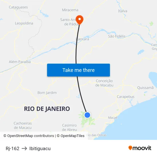Rj-162 to Ibitiguacu map