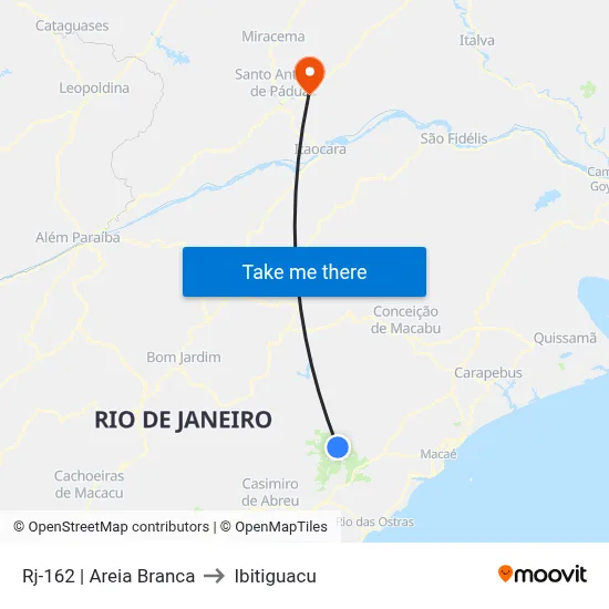 Rj-162 | Areia Branca to Ibitiguacu map