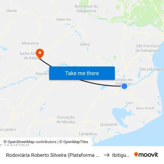 Rodoviária Roberto Silveira (Plataforma Externa) to Ibitiguacu map