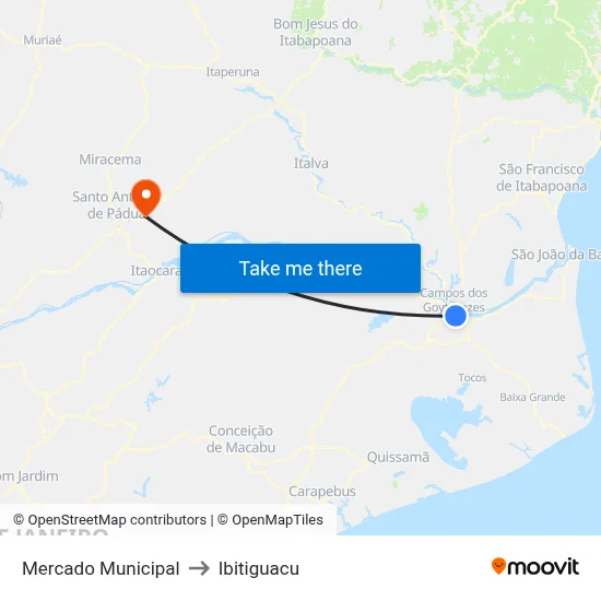 Mercado Municipal to Ibitiguacu map