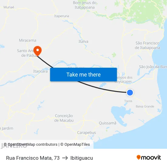 Rua Francisco Mata, 73 to Ibitiguacu map