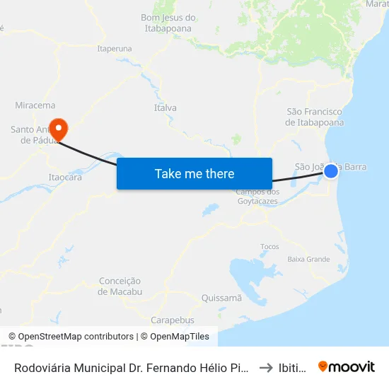 Rodoviária  Municipal Dr. Fernando Hélio Pinheiro (São João Da Barra) to Ibitiguacu map