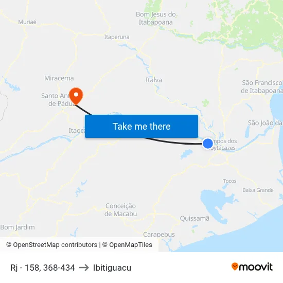 Rj - 158, 368-434 to Ibitiguacu map