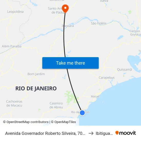 Avenida Governador Roberto Silveira, 700-764 to Ibitiguacu map
