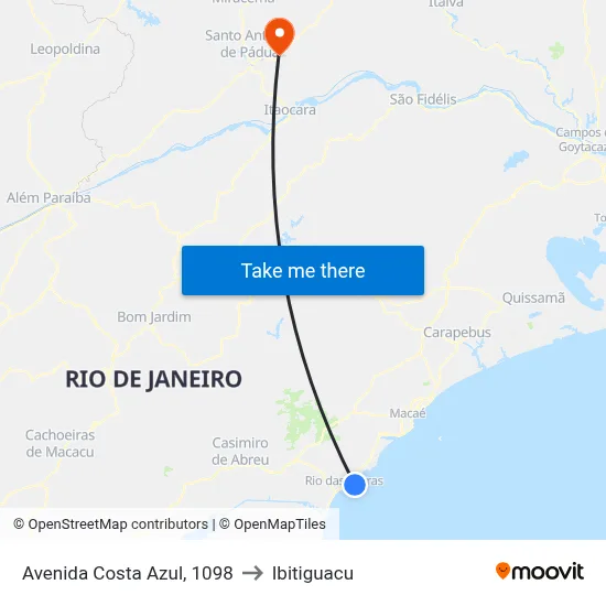 Avenida Costa Azul, 1098 to Ibitiguacu map