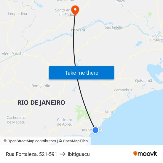 Rua Fortaleza, 521-591 to Ibitiguacu map