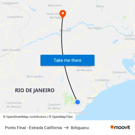 Ponto Final - Estrada Califórnia to Ibitiguacu map