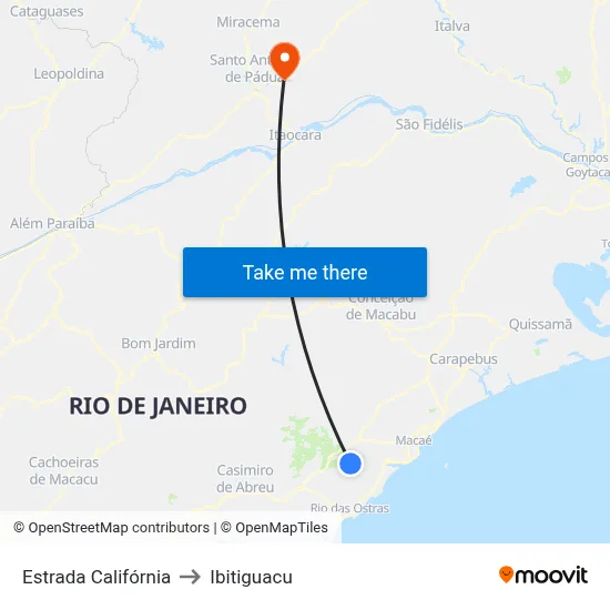 Estrada Califórnia to Ibitiguacu map