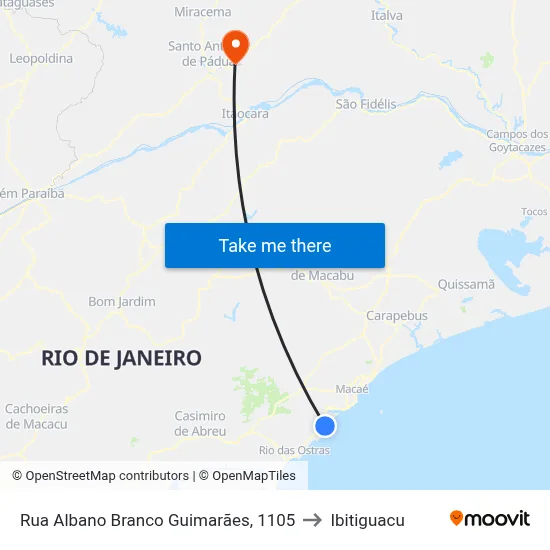 Rua Albano Branco Guimarães, 1105 to Ibitiguacu map