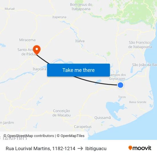 Rua Lourival Martins, 1182-1214 to Ibitiguacu map