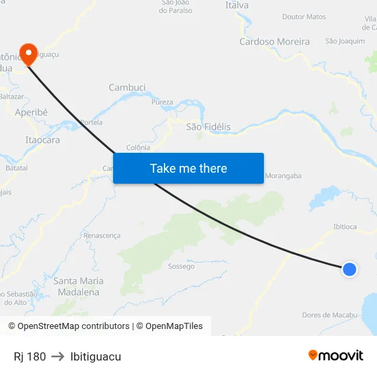 Rj 180 to Ibitiguacu map