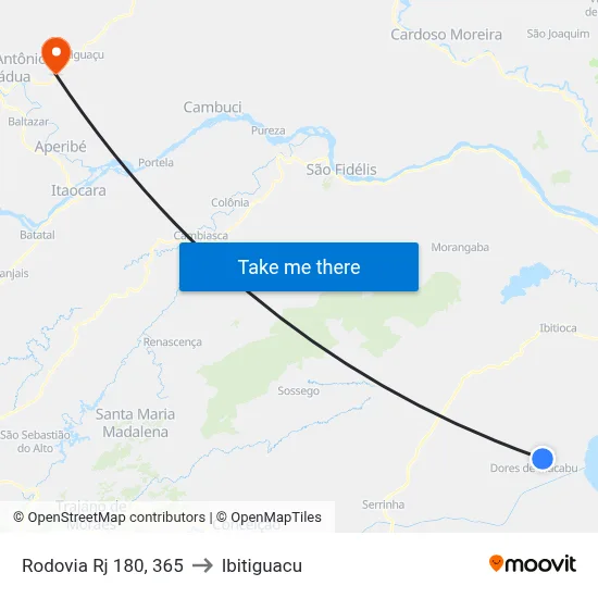 Rodovia Rj 180, 365 to Ibitiguacu map