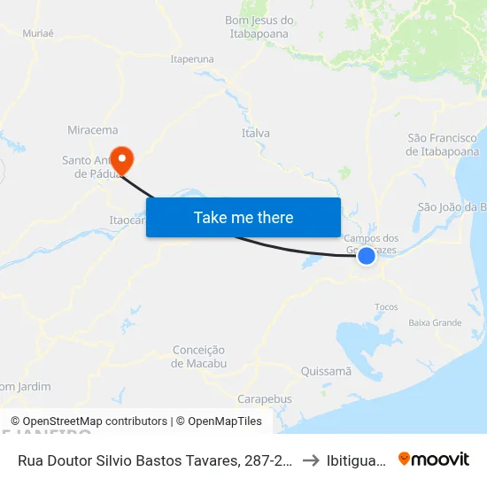 Rua Doutor Silvio Bastos Tavares, 287-299 to Ibitiguacu map
