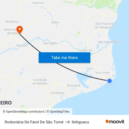 Rodoviária De Farol De São Tomé to Ibitiguacu map