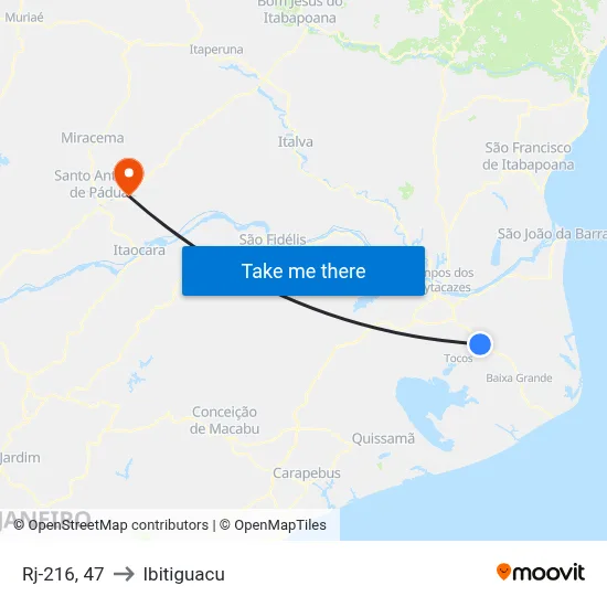 Rj-216, 47 to Ibitiguacu map