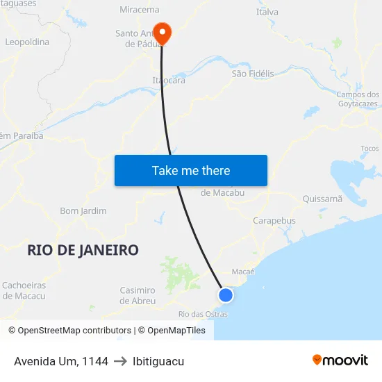 Avenida Um, 1144 to Ibitiguacu map