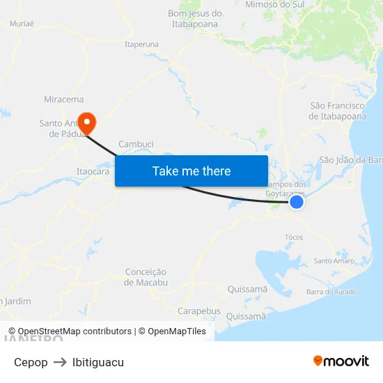 Cepop to Ibitiguacu map