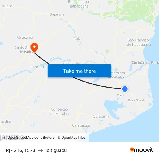 Rj - 216, 1573 to Ibitiguacu map