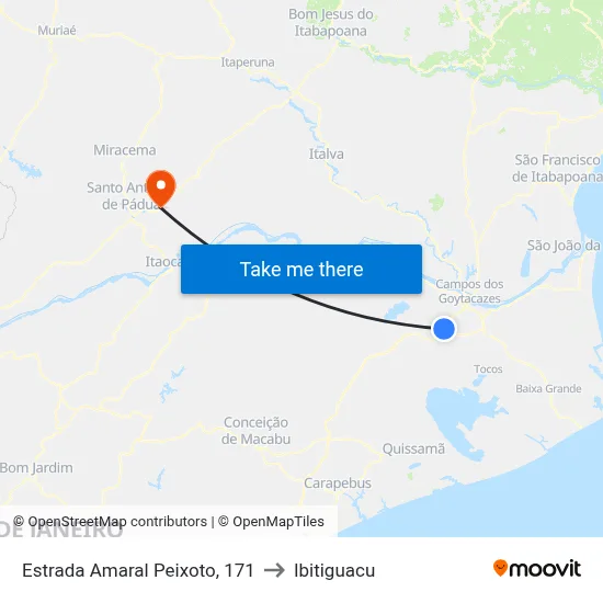 Estrada Amaral Peixoto, 171 to Ibitiguacu map