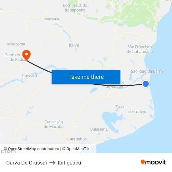 Curva De Grussaí to Ibitiguacu map