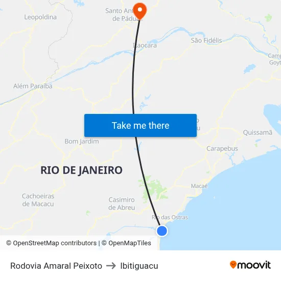 Rodovia Amaral Peixoto to Ibitiguacu map