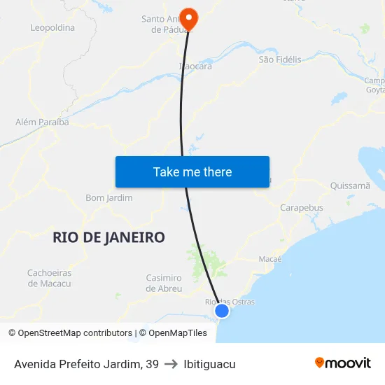 Avenida Prefeito Jardim, 39 to Ibitiguacu map