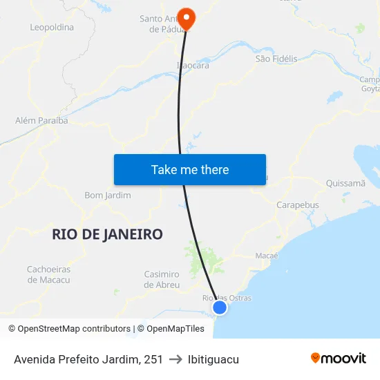 Avenida Prefeito Jardim, 251 to Ibitiguacu map