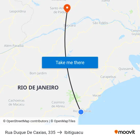 Rua Duque De Caxias, 335 to Ibitiguacu map