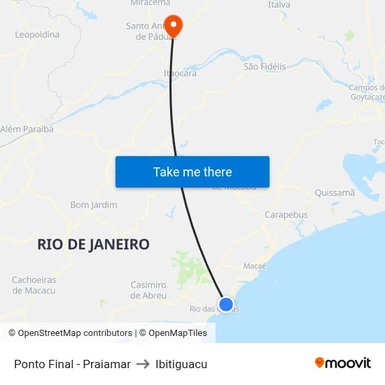 Ponto Final - Praiamar to Ibitiguacu map