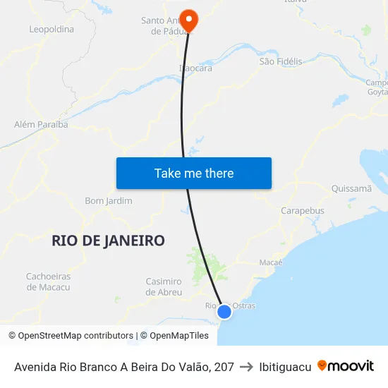 Avenida Rio Branco A Beira Do Valão, 207 to Ibitiguacu map