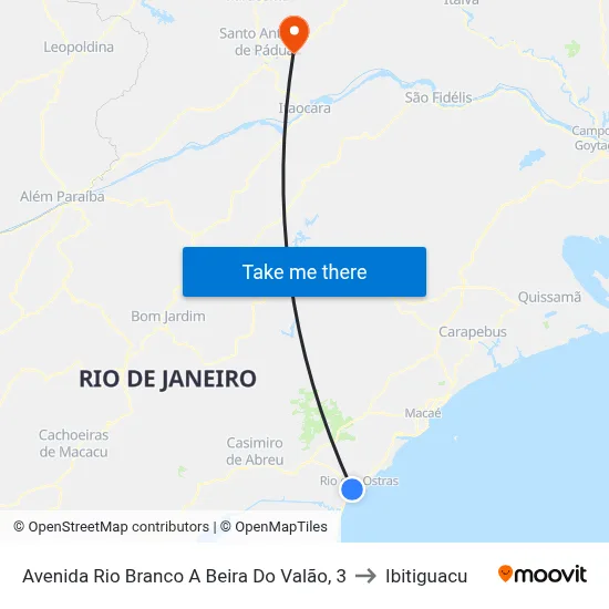 Avenida Rio Branco A Beira Do Valão, 3 to Ibitiguacu map