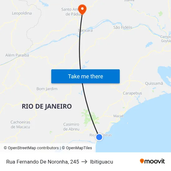 Rua Fernando De Noronha, 245 to Ibitiguacu map