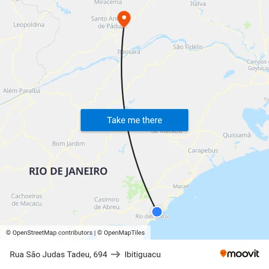 Rua São Judas Tadeu, 694 to Ibitiguacu map