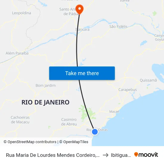 Rua Maria De Lourdes Mendes Cordeiro, 264 to Ibitiguacu map