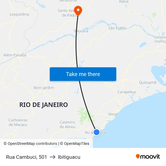 Rua Cambuci, 501 to Ibitiguacu map