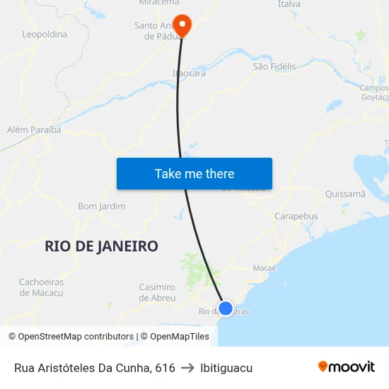 Rua Aristóteles Da Cunha, 616 to Ibitiguacu map