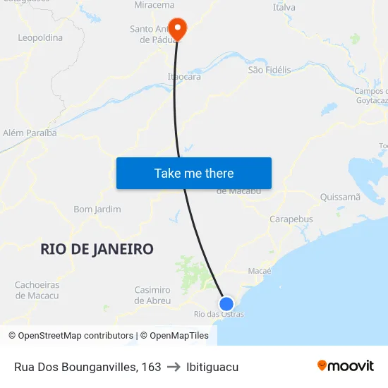 Rua Dos Bounganvilles, 163 to Ibitiguacu map
