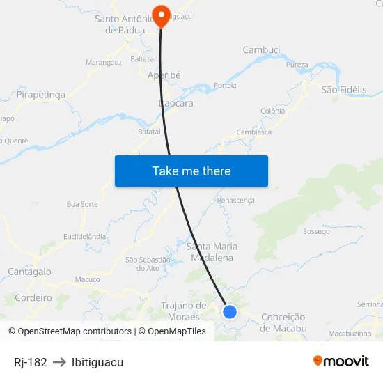 Rj-182 to Ibitiguacu map
