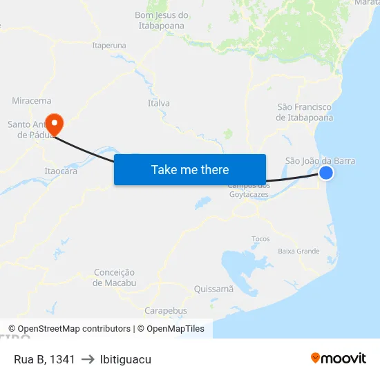 Rua B, 1341 to Ibitiguacu map