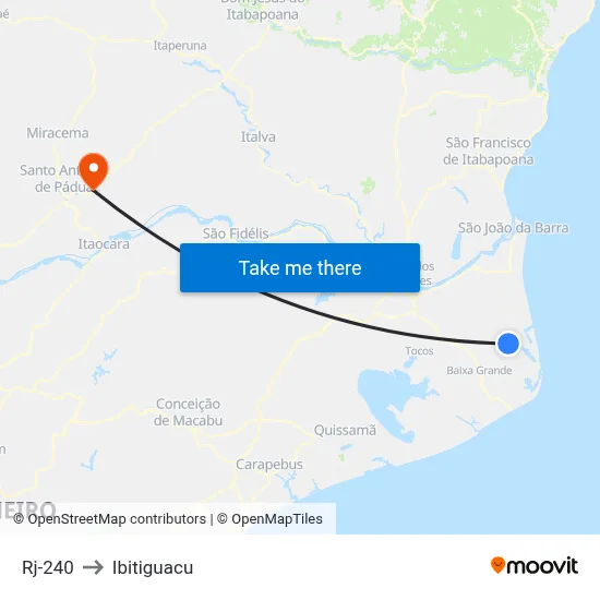 Rj-240 to Ibitiguacu map