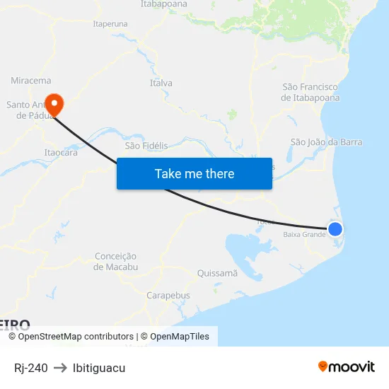 Rj-240 to Ibitiguacu map