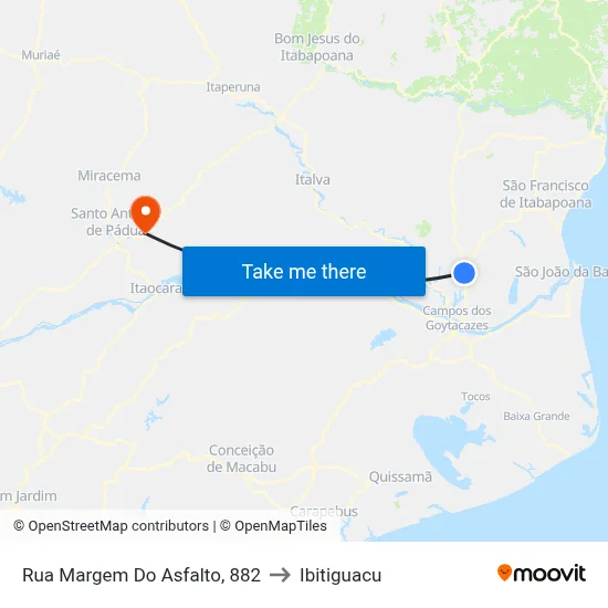 Rua Margem Do Asfalto, 882 to Ibitiguacu map